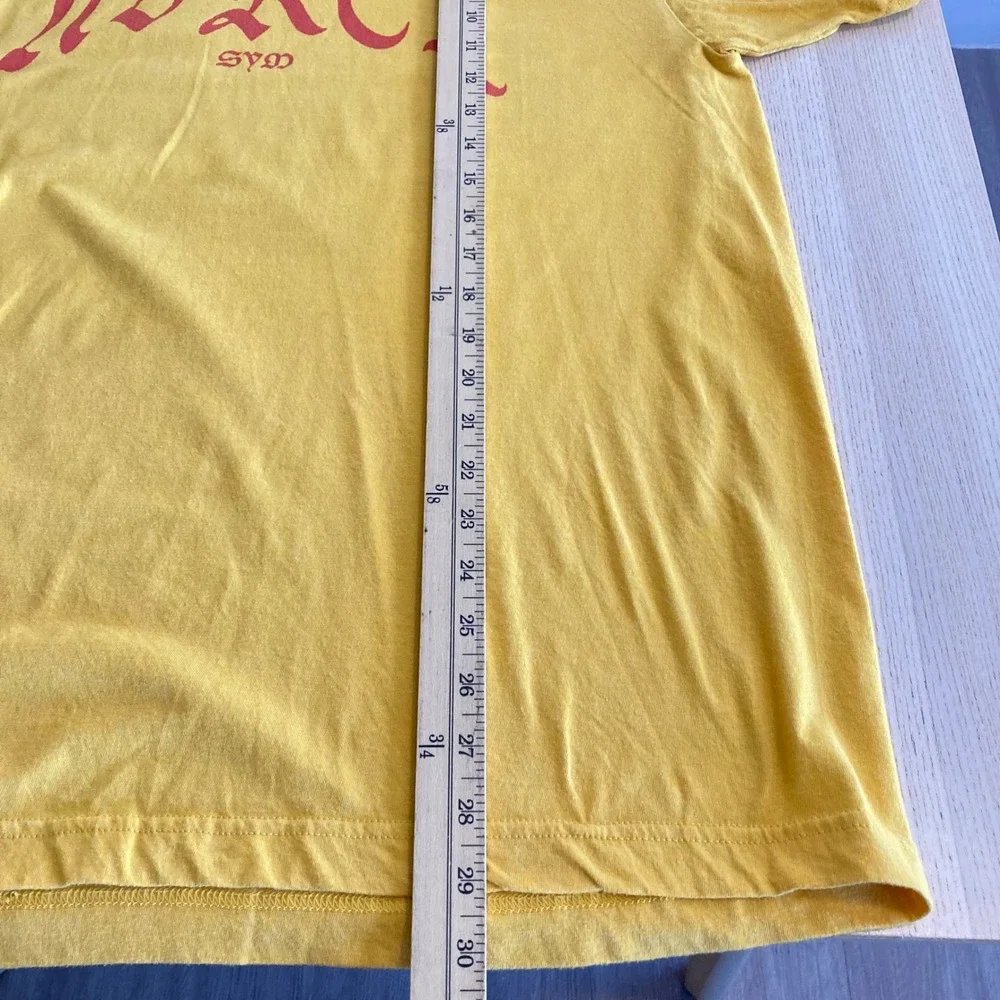 Graphic T Shirt Mens Yellow Skull Print Short Sleeve Tee Size L tultex - Picture 6 of 6